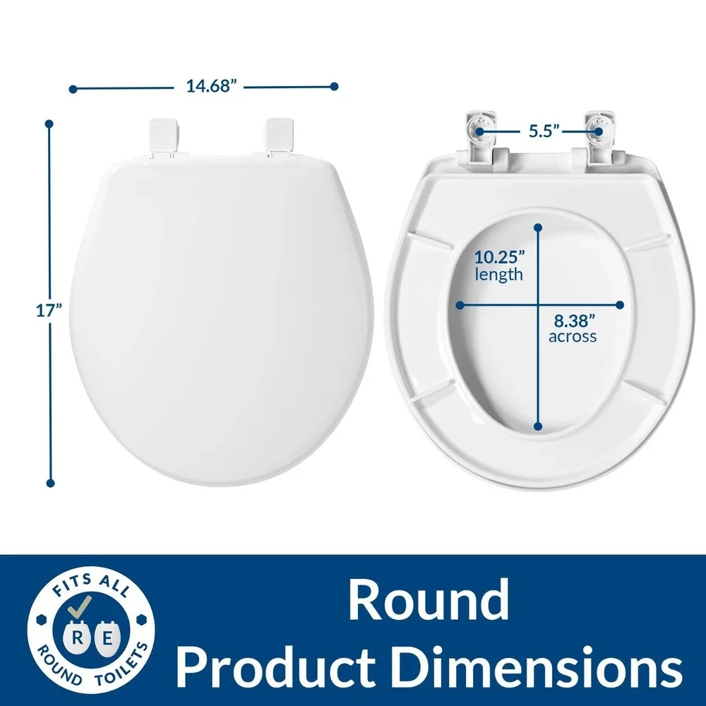 Bemis 730SLEC 000 Round Toilet Seat - Slow Close - Solid Plastic - White